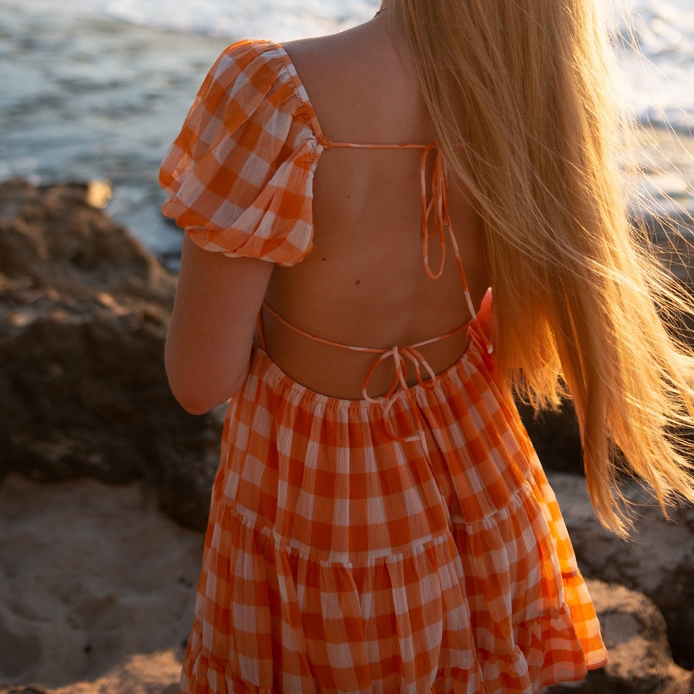 Princess Polly gingham orange dress